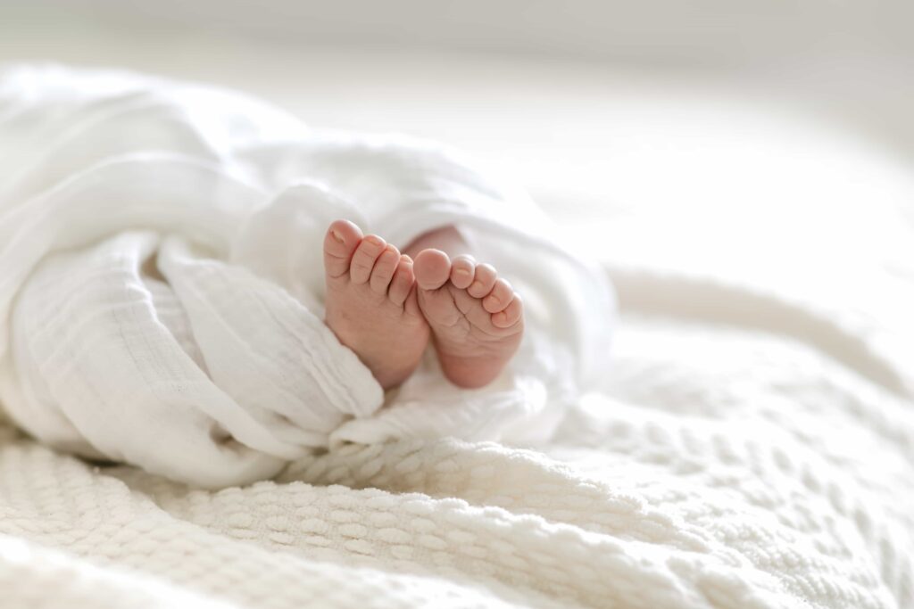 Heirloom photograph of infant feet close up